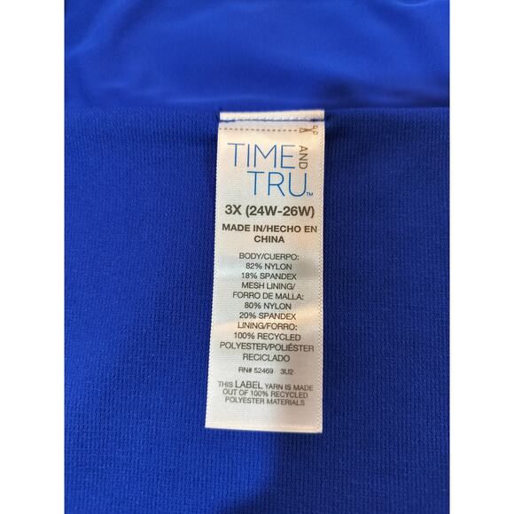 Time and Tru High Waist Bikini Bottom 3X Blue Plus Size Swim Bottom - Picture 5 of 6